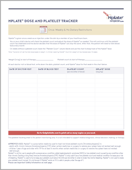 Nplate® Dose and Platelet Tracker